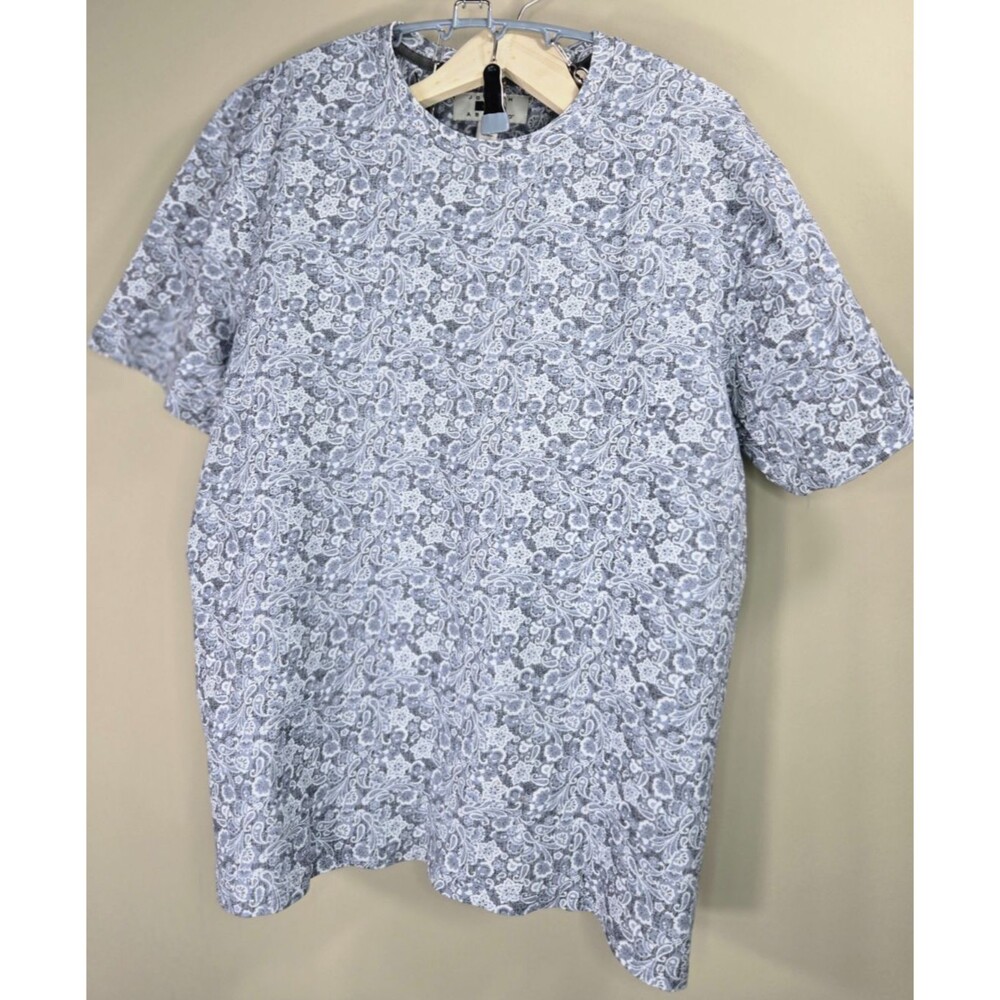 Joseph Abboud XL Gray Paisley Floral Tee Old Money Cottagecore Resort